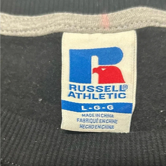 Russell Athletic Women's Graphic Logo Pink/Black Color Block Sweatshirt Sz L - Picture 6 of 6